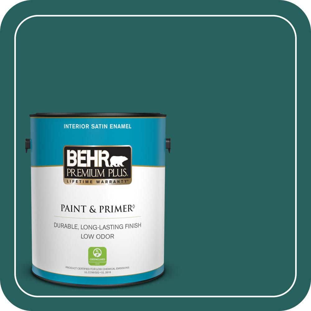 BEHR PREMIUM PLUS 1 gal. #MQ6-5 Verdant Forest Satin Enamel Low Odor Interior Paint & Primer
