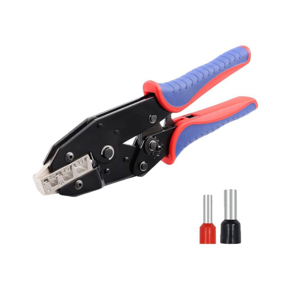 Unbranded Ratcheting Wire Crimper for Sleeves Ferrule Terminals Pin Cord End AWG 10-2 6-35mm² Adjustable Force Tool