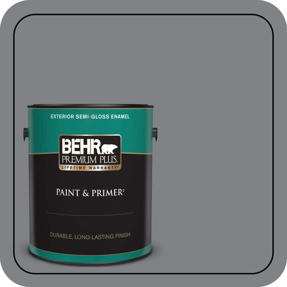 BEHR PREMIUM PLUS 1 gal. #PPU26-03 Legendary Gray Semi-Gloss Enamel Exterior Paint & Primer