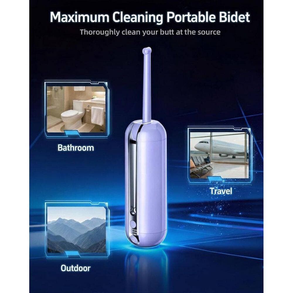 Anqtovp Bidet Attachment Electric Portable Handheld Sprayer w/ High Pressure Cleaning, Foldable Water Storage, Personal Cleaner (3)