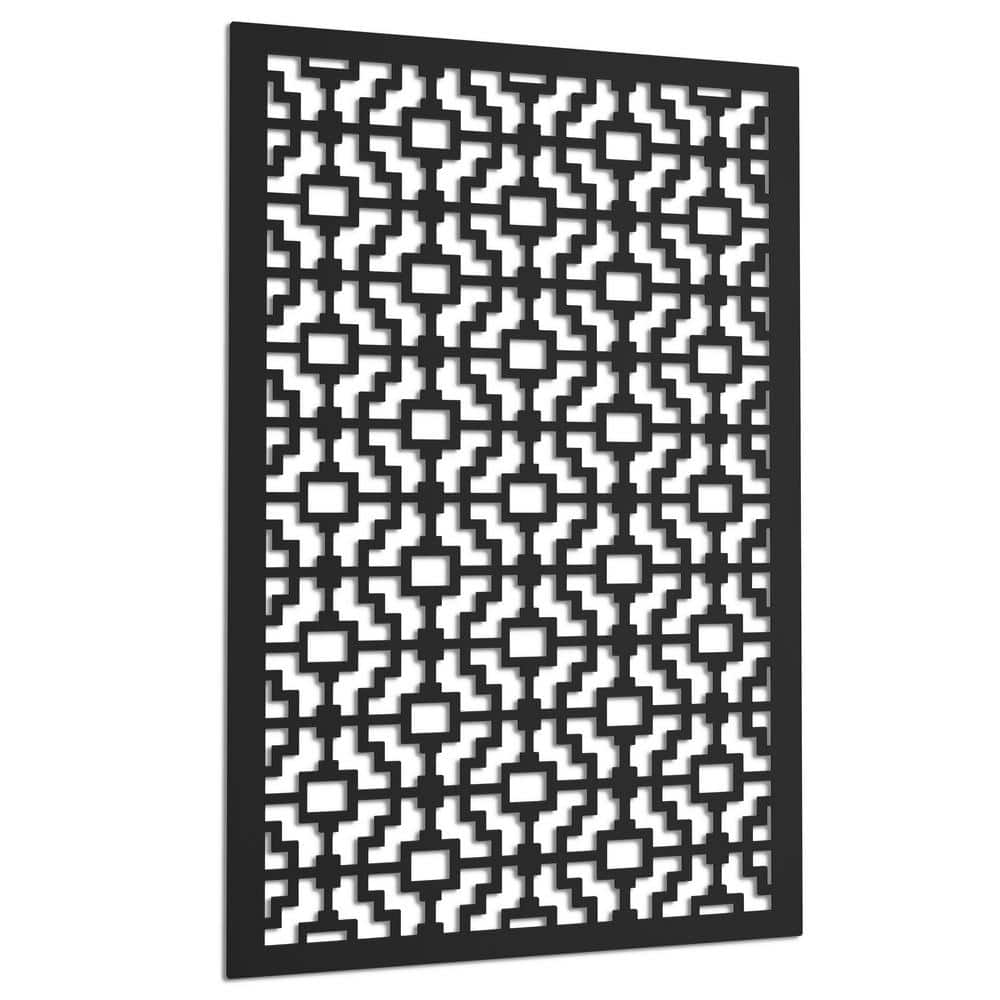 Acurio Latticeworks Fret 4 ft. x 32 in. Black Vinyl Decorative Screen Panel (2)