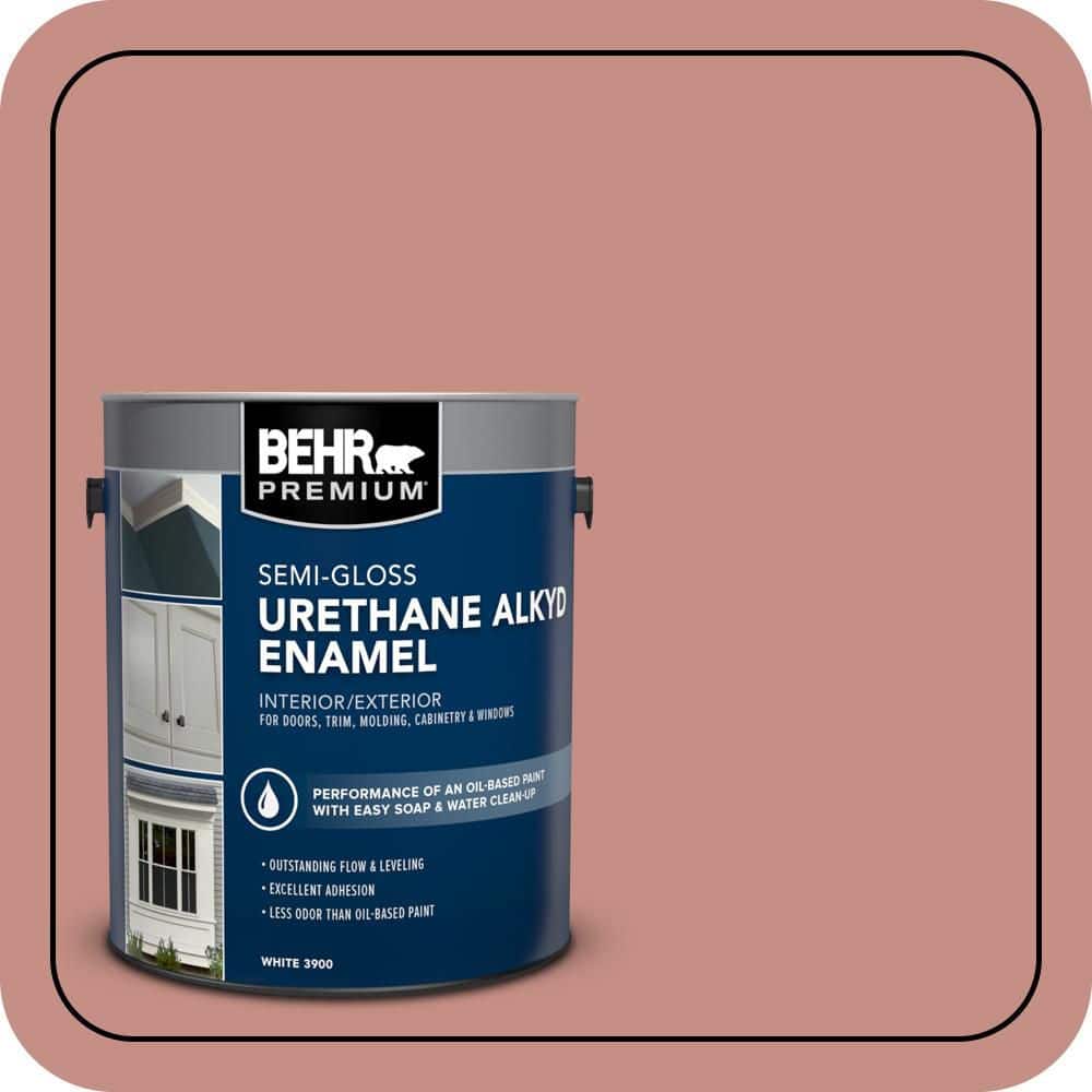 BEHR PREMIUM 1 gal. #S160-4 Portuguese Dawn Urethane Alkyd Semi-Gloss Enamel Interior/Exterior Paint (1)