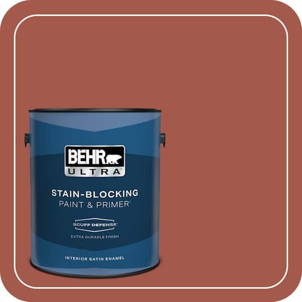 BEHR ULTRA 1 gal. #PPU2-15 Cajun Red Extra Durable Satin Enamel Interior Paint & Primer (2)