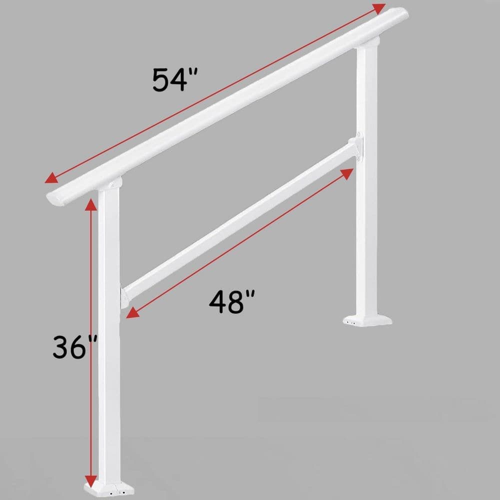 Unbranded 4 Step 4.5 ft. Black Metal Handrail Kit for Outdoor Steps, Adjustable Stair Railing for Porch and Deck, 1 Kit (2)
