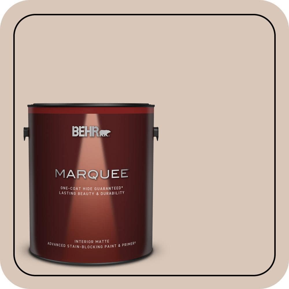 BEHR MARQUEE 1 gal. #MQ3-38 Suede Beige One-Coat Hide Matte Interior Paint & Primer