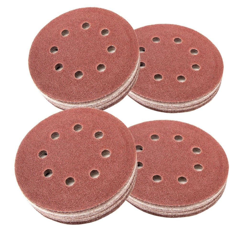 ‎POWERTEC 5 in. 8 Hole Hook and Loop Sanding Discs, 60 Grit, Sandpaper for Random Orbital, Palm, Air, Pneumatic Sander (100PK) (1)