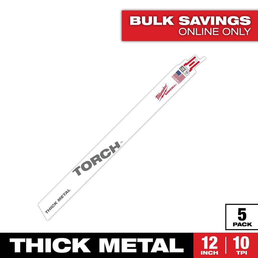 Milwaukee 12 in. 10 TPI TORCH Thick Metal Cutting SAWZALL Reciprocating Saw Blades (5-Pack) (1)