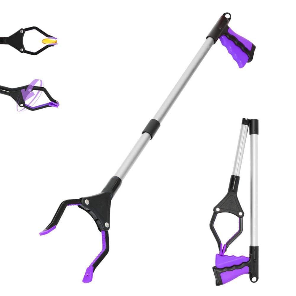 Misopily 32 in. Folding Reacher Grabber Tool with 360° Rotating Head Magnet Ergonomic Handle for Seniors Disabled (1-Piece) (1)