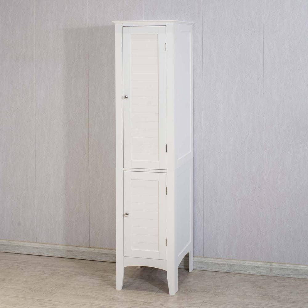 Unbranded 15.35 in. W 15.35 in. D 63 in. H Linen Cabinet with 2 Shutter Doors for Bathroom (2)