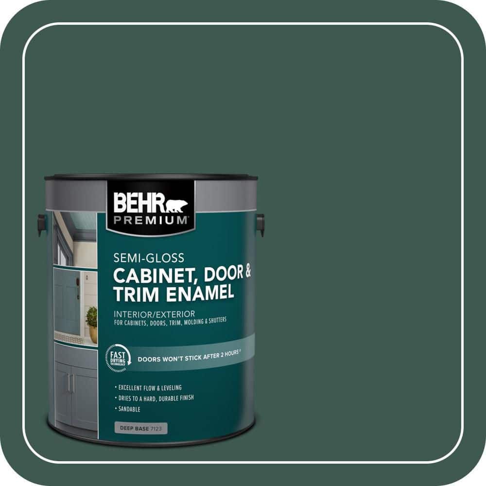 BEHR PREMIUM 1 gal. #PFC-45 Patio Green Semi-Gloss Enamel Interior/Exterior Cabinet, Door & Trim Paint