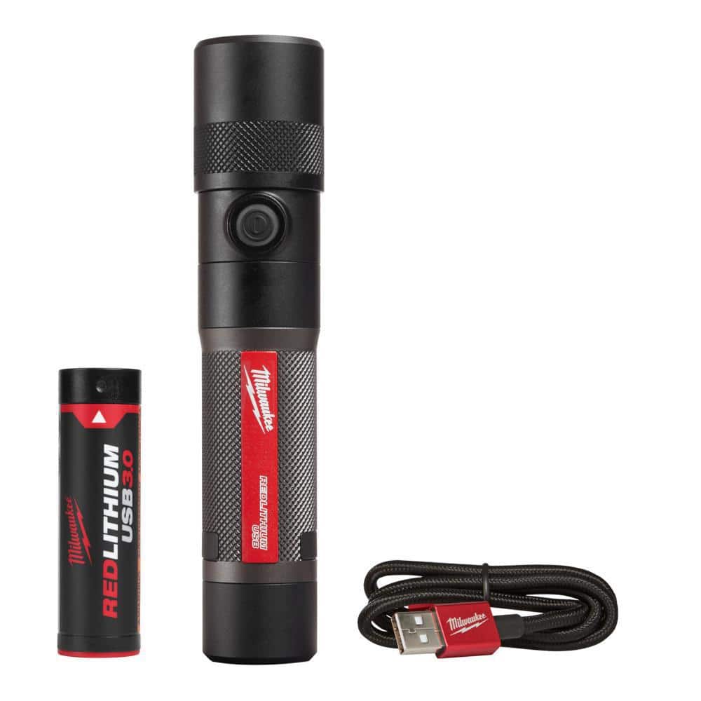 Milwaukee 1100 Lumens LED USB Rechargeable Twist Focus Flashlight
