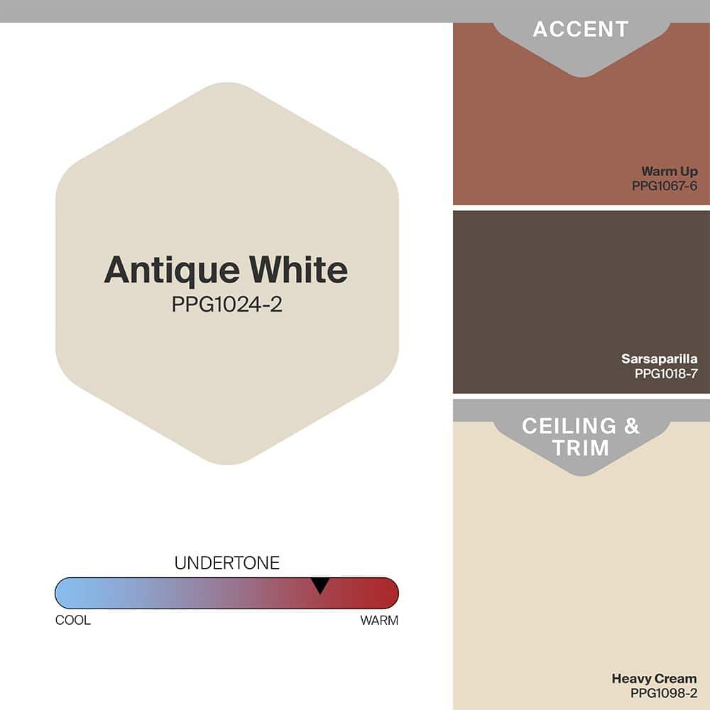 Glidden 8 oz. PPG1024-2 Antique White Satin Interior Paint Sample (4)