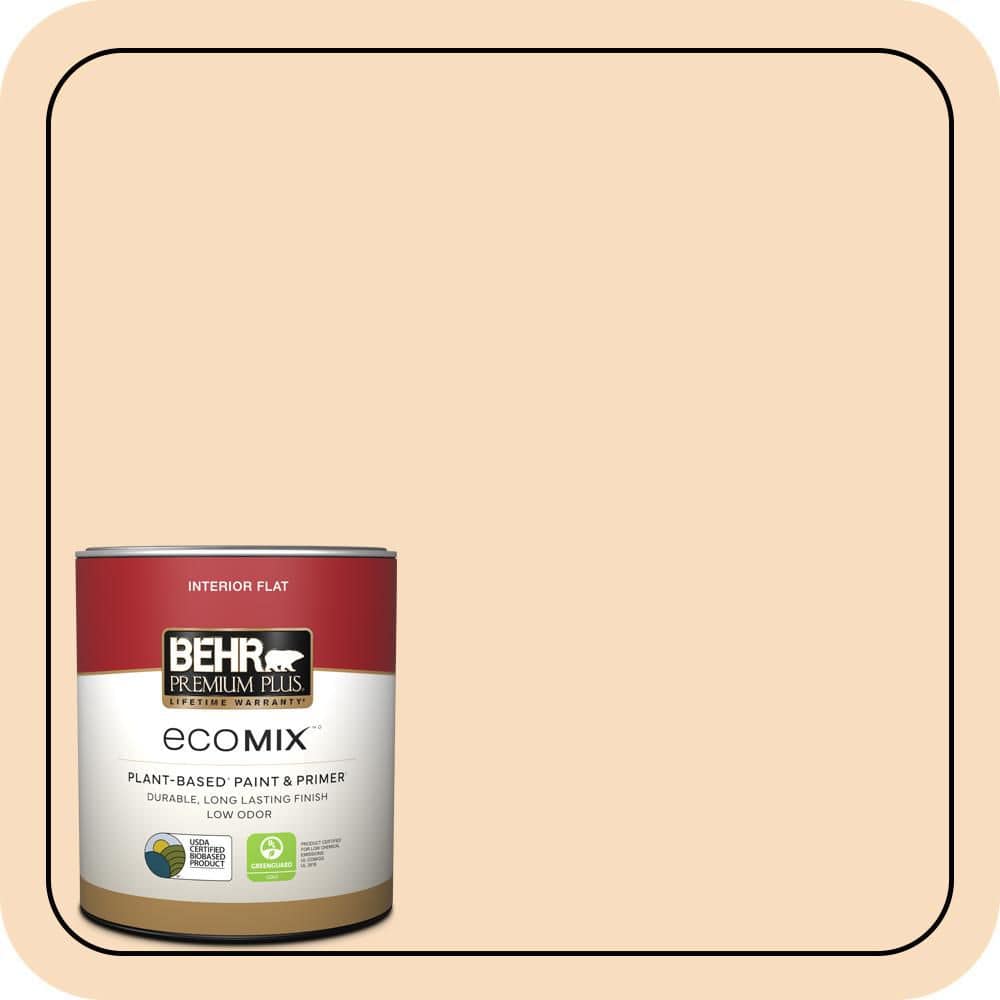 BEHR PREMIUM PLUS 1 qt. #M240-2 Pinch of Pearl Flat EcoMix Plant-Based Interior Paint & Primer (1)