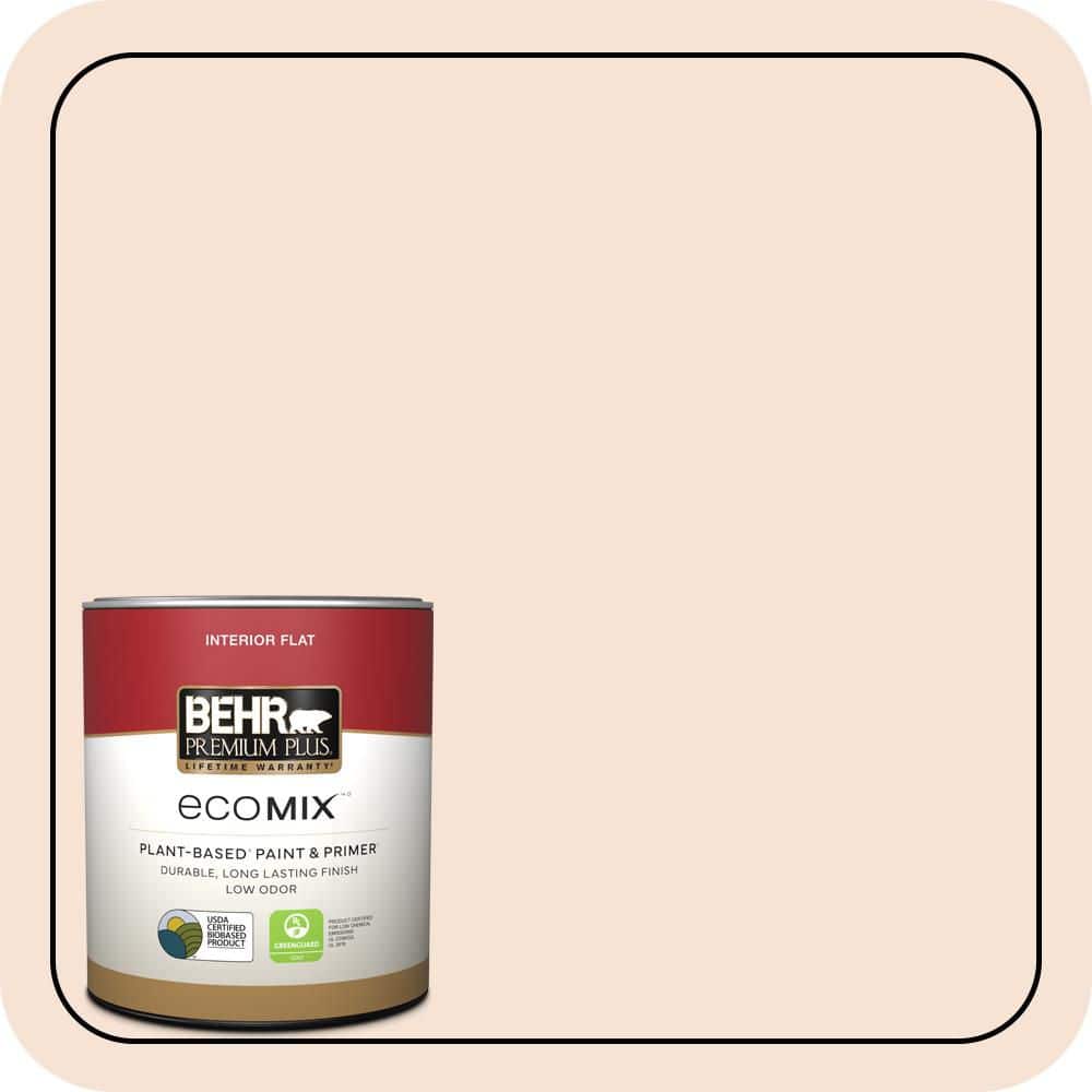BEHR PREMIUM PLUS 1 qt. #RD-W13 Almond Kiss Flat EcoMix Plant-Based Interior Paint & Primer (1)