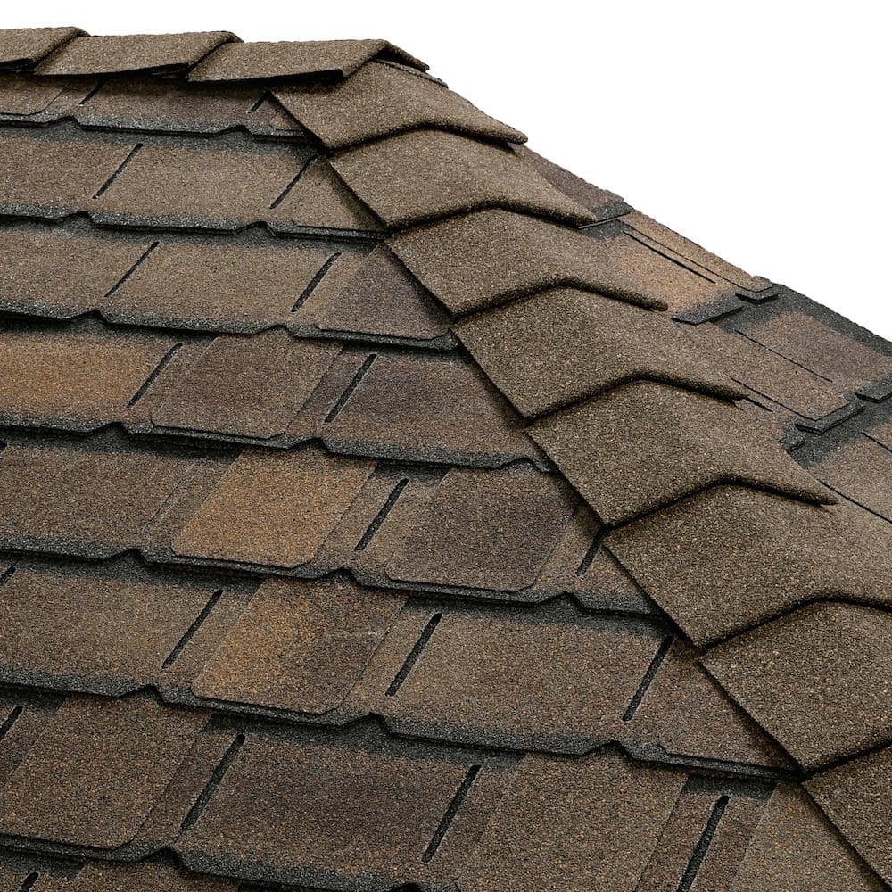 GAF TimberCrest 10 in. width Barkwood Bullnose Hip and Ridge Cap Shingles (20 linear feet per Box) (30-pieces)