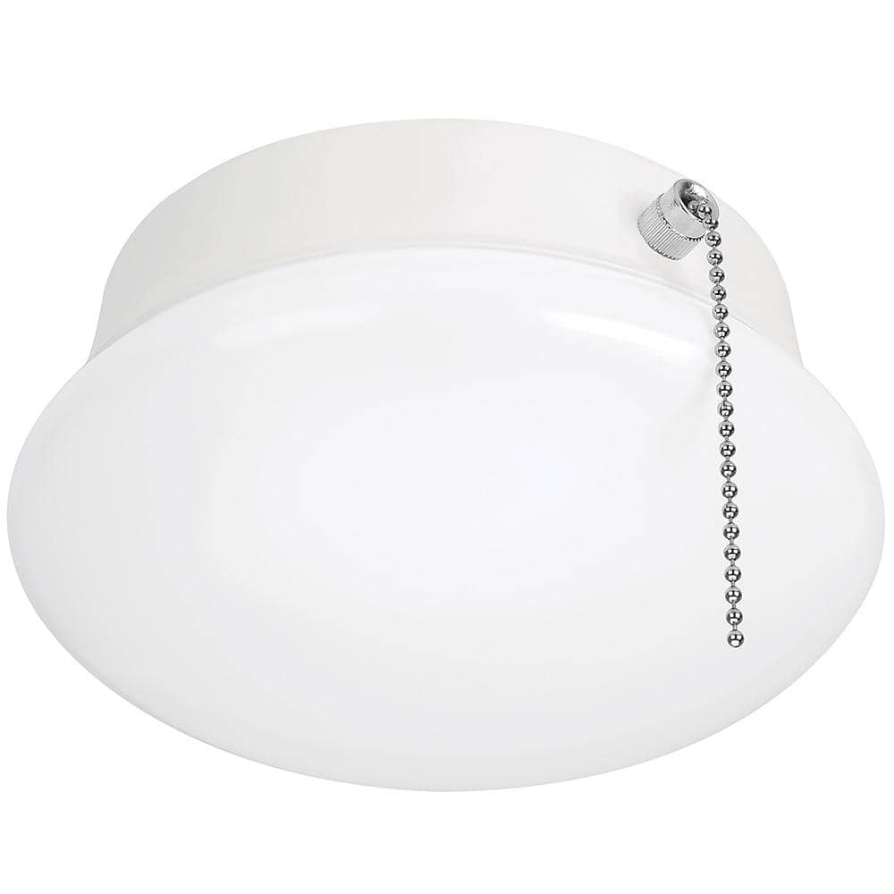 Commercial Electric Spin Light 7 in. Closet Light with Pull Chain LED Flush Mount Ceiling Light 830 Lumens 4000K Bright White Basement Light (2)
