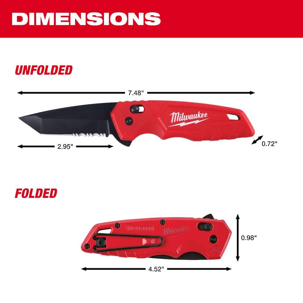 Milwaukee FASTBACK Stainless Steel Spring Assisted Folding Knife with 2.95 in. Blade with Compact Knife Sharpener (2-Piece) (3)