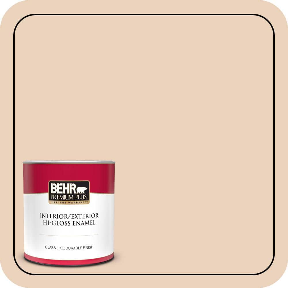 BEHR PREMIUM PLUS 1 qt. #T14-2 South Peach Hi-Gloss Enamel Interior/Exterior Paint & Primer