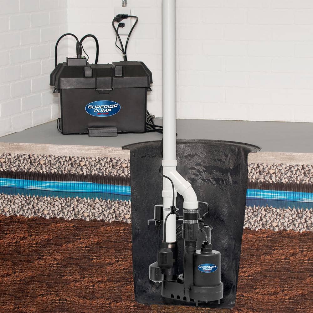 Superior Pump 12-Volt Submersible Emergency Battery Backup Sump Pump System with Tethered Float Switch (2)