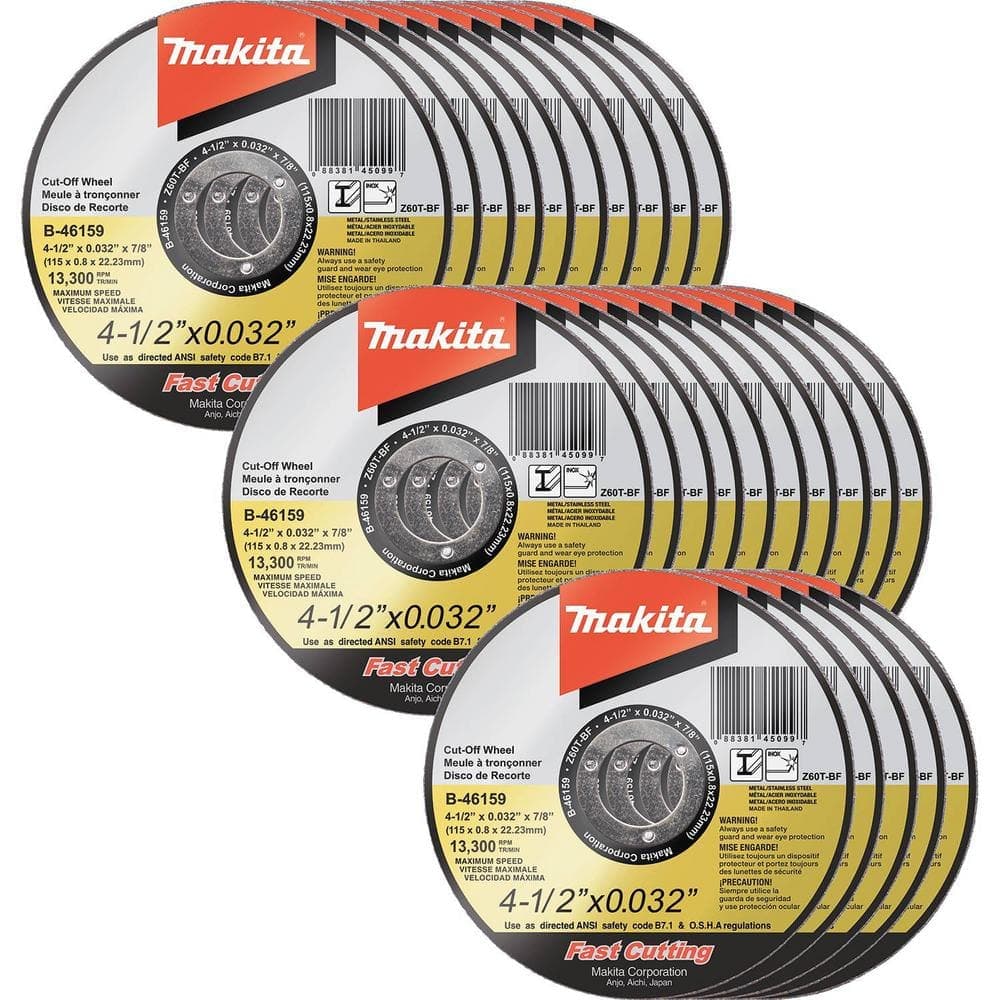 Makita 4-1/2 in. x 0.032 in. x 7/8 in. Ultra Thin Stainless Cut-Off Wheel (25-Pack) (3)