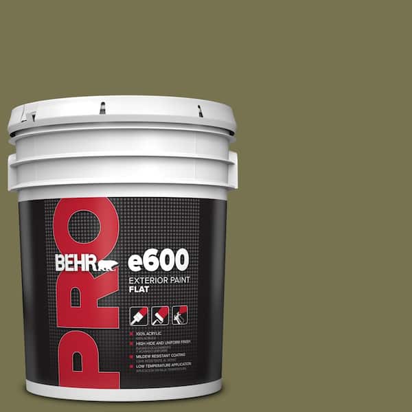 BEHR PRO 5 gal. #S350-6 Truly Olive Flat Exterior Paint (2)