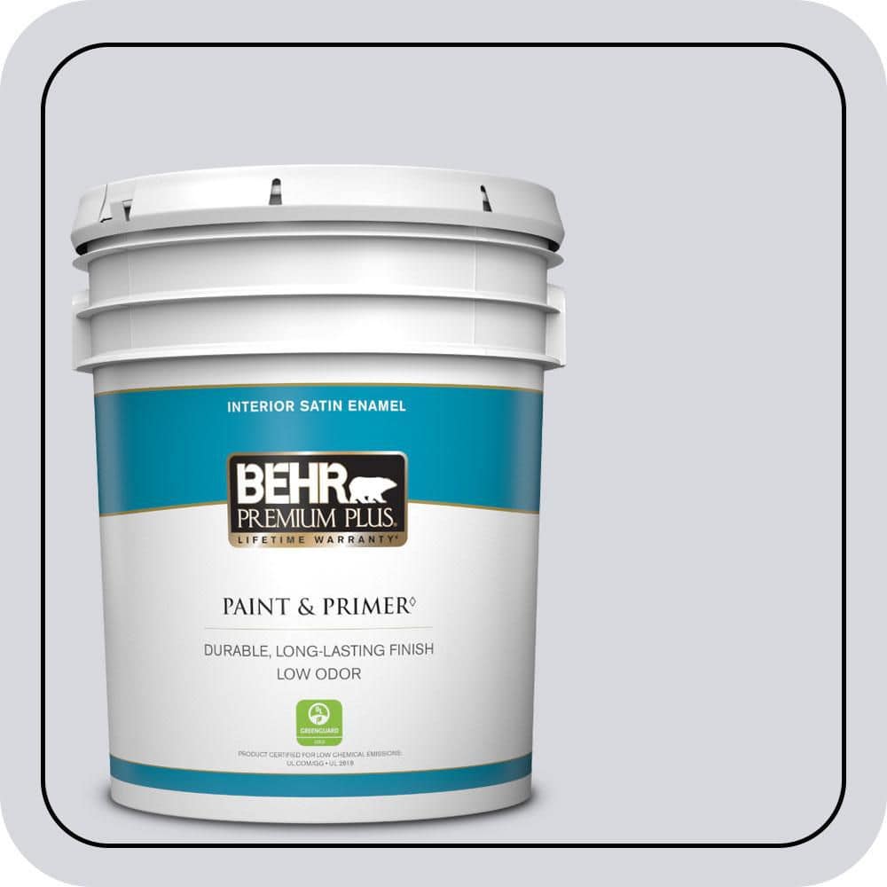 BEHR PREMIUM PLUS 5 gal. #MQ3-59 Will O the Wisp Satin Enamel Low Odor Interior Paint & Primer