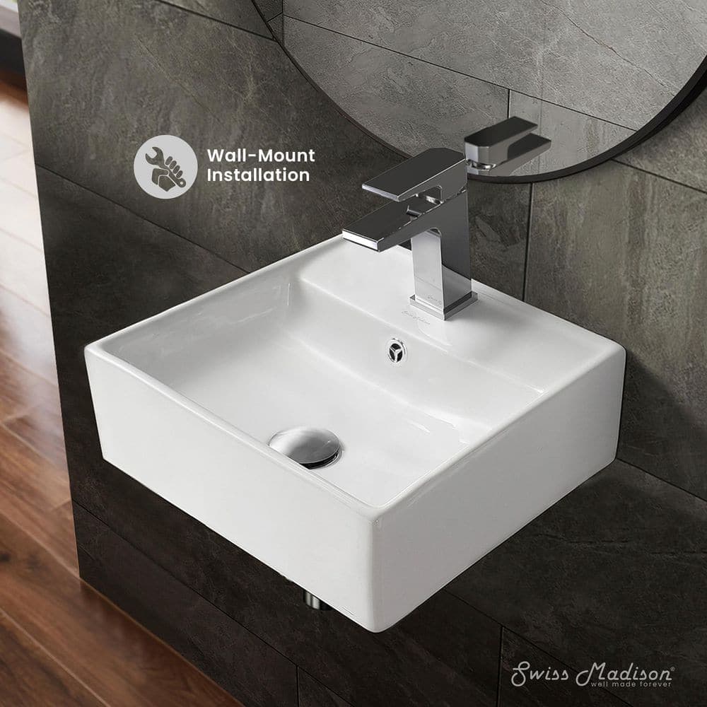 Swiss Madison Claire Compact Ceramic Wall Mounted Bathroom Sink White (4)