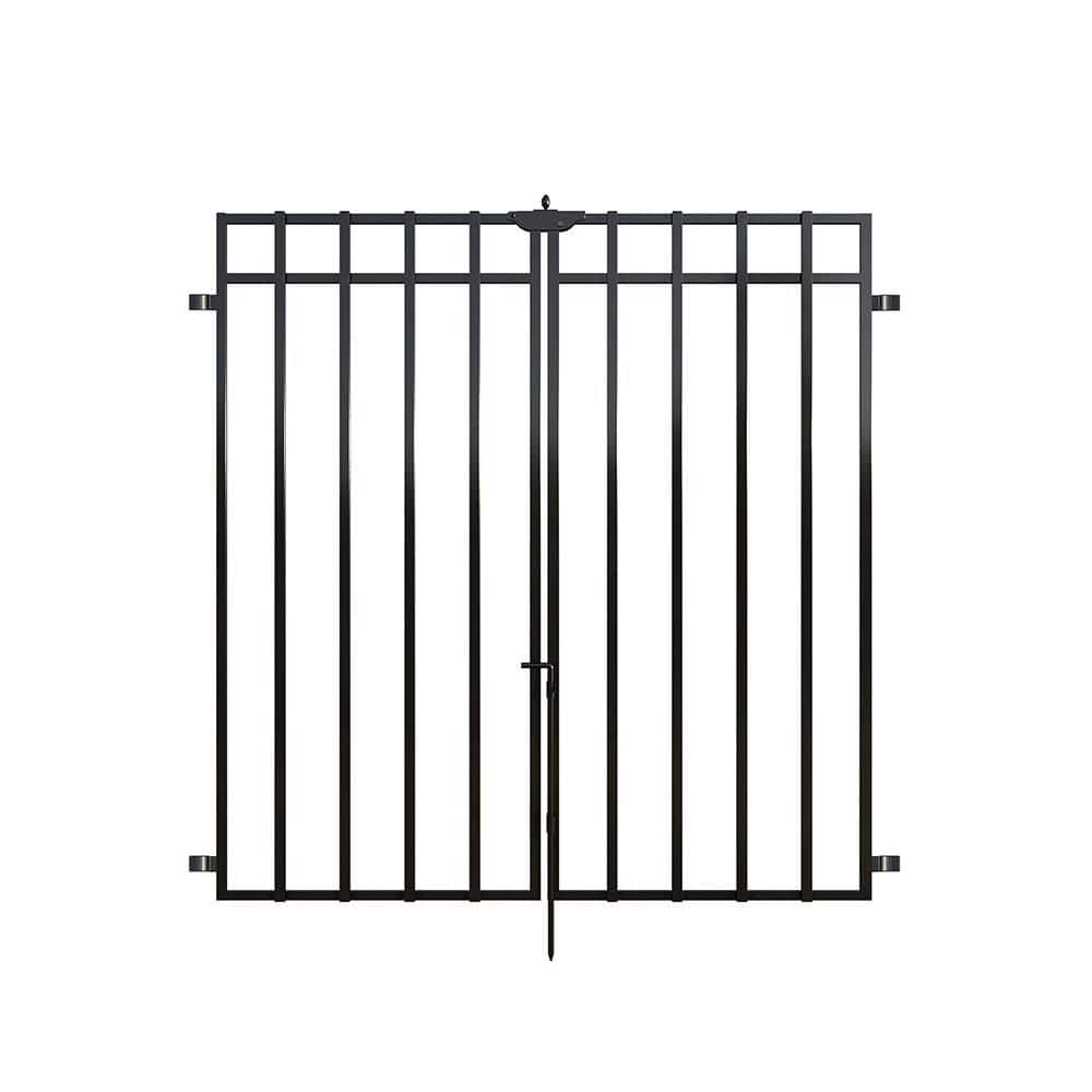 FORGERIGHT 3 Rail Large No Dig Heritage 4 ft. x 4 ft. Black Steel Flat Top Pre-Assembled Metal Gate (1)