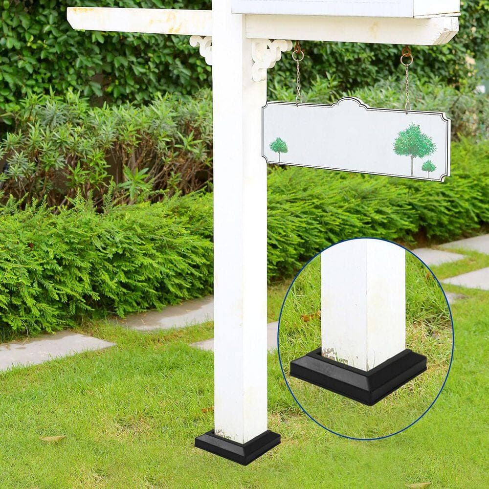 Afoxsos PVC Post Skirt 3.5 x 3.5 in. Black Post Base Cover Split Style Sleeve Reusable Column Wraps for Fence Deck Rails 12 Pack (2)