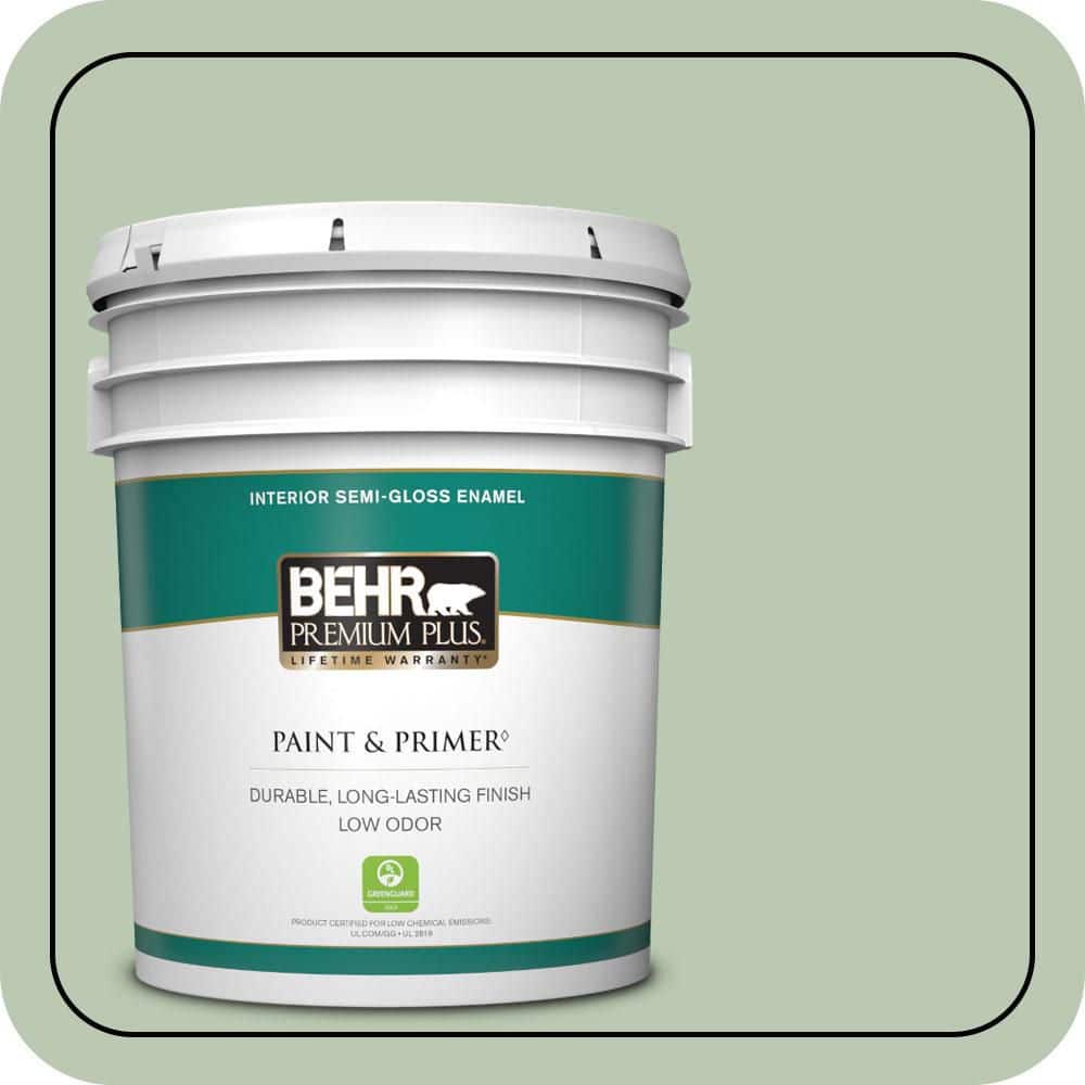 BEHR PREMIUM PLUS 5 gal. #MQ6-45 Composed Semi-Gloss Enamel Low Odor Interior Paint & Primer