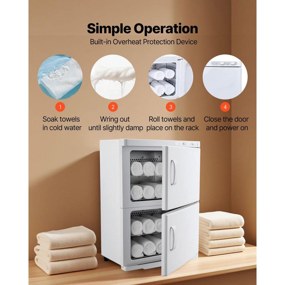 SKYSHALO Hot Towel Warmer, 10 gal. Large Capacity 2-Tier Towel Warmer Cabinet with Clip & 4 Stainless Steel Racks White (3)