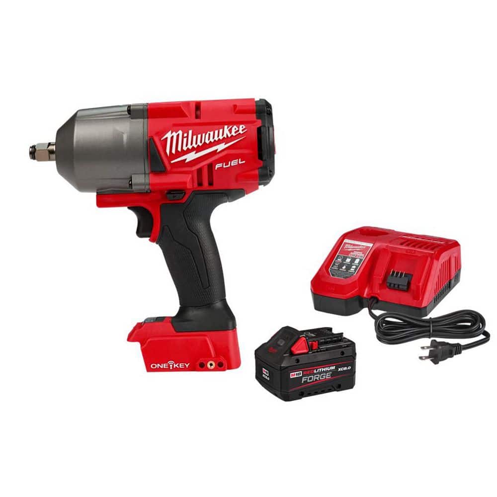 Milwaukee M18 FUEL ONE-KEY 18V Lith-Ion Brushless Cordless 1/2 in. Impact Wrench w/ Friction Ring w/ FORGE 8.0Ah Battery & Charger (1)