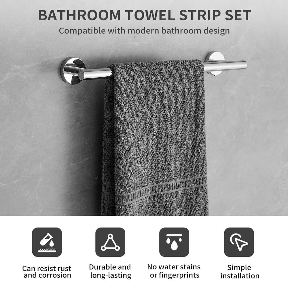 BWE 4-Piece Bath Hardware with Towel Bar Towel Rack Towel and Toilet Paper Holder Set (4)