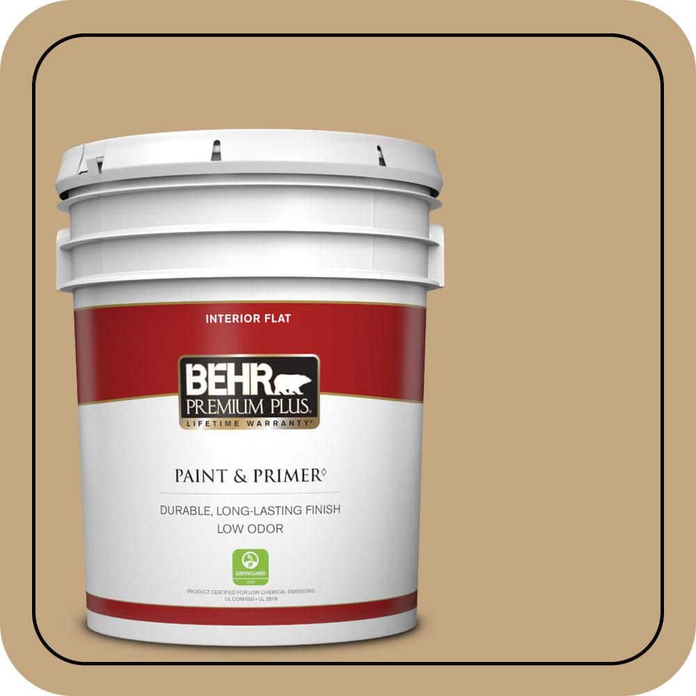 BEHR PREMIUM PLUS 5 gal. #N290-5 Pocket Watch Flat Low Odor Interior Paint & Primer