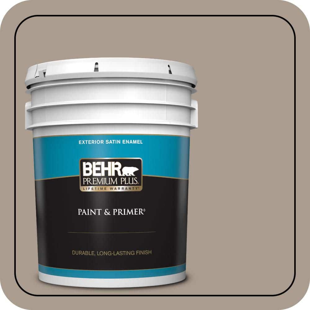 BEHR PREMIUM PLUS 5 gal. #N210-4 Espresso Martini Satin Enamel Exterior Paint & Primer