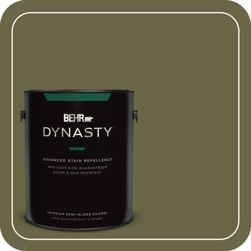 BEHR DYNASTY 1 gal. #S350-7 Cedar Glen One-Coat Hide Semi-Gloss Enamel Interior Stain-Blocking Paint & Primer
