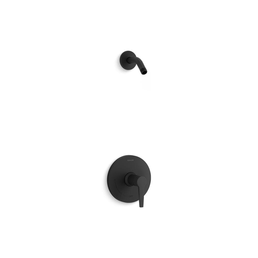 KOHLER Pitch 1-Handle Shower Trim Kit in Matte Black (Valve Not Included)