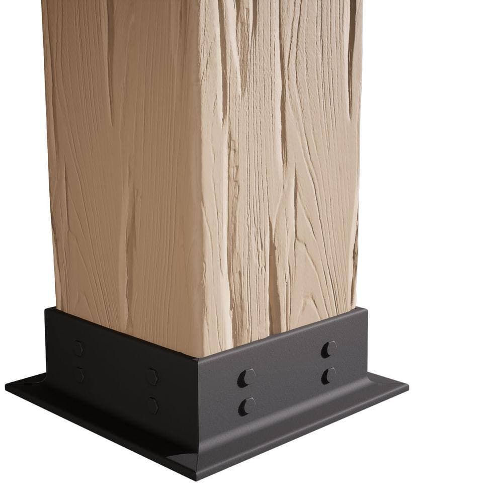 Ekena Millwork 10 ft. Endurathane Faux Wood Non-Tapered Square Column Wrap with Faux Iron Capital and Base (4)