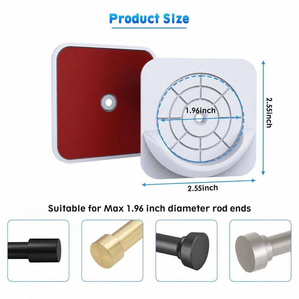 KHKFY 4-Pack Adhesive Shower Curtain Rod Holder Waterproof ABS Stick-On Tension Wall Mount Bracket in Clear (3)