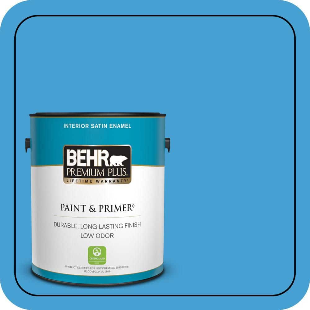 BEHR PREMIUM PLUS 1 gal. #P500-5 Peaceful River Satin Enamel Low Odor Interior Paint & Primer (1)
