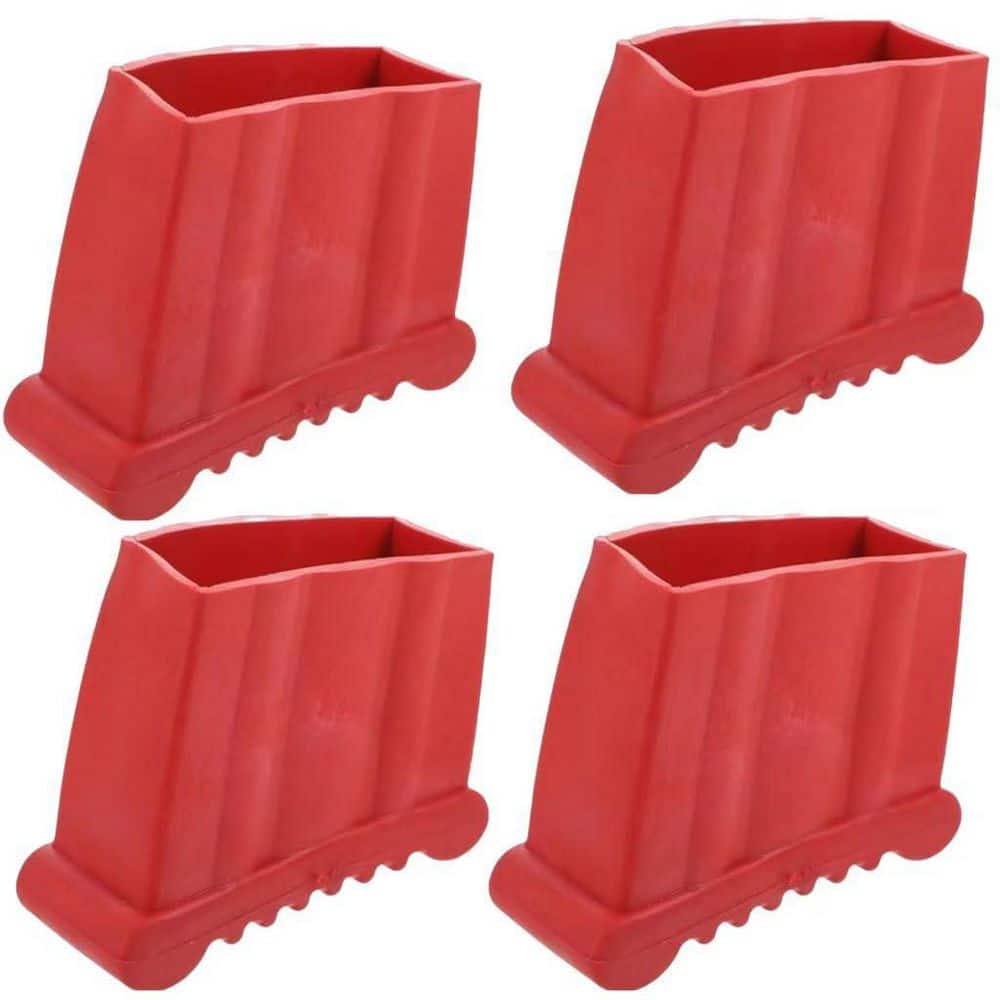 Helhom 4 Pieces Red Ladder Feet Covers, Step Ladder Rubber Feet Replacement, Anti-Slide Head Rubber, Easy to Install and Use (1)