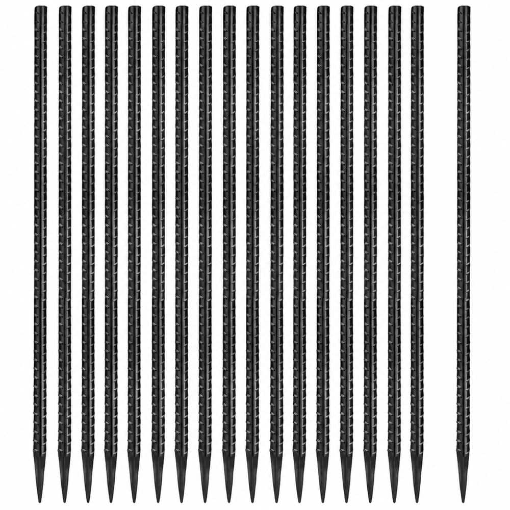 Unbranded 16 in 5/16 in Dia Heavy Duty Straight Metal Rebar Ground Stakes for Tent Fence Landscaping Concrete 24 Pack (1)