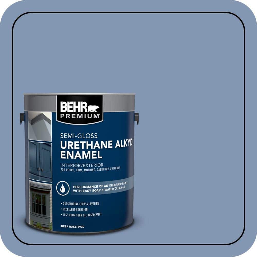BEHR PREMIUM 1 gal. #S530-4 Jet Set Urethane Alkyd Semi-Gloss Enamel Interior/Exterior Paint (1)
