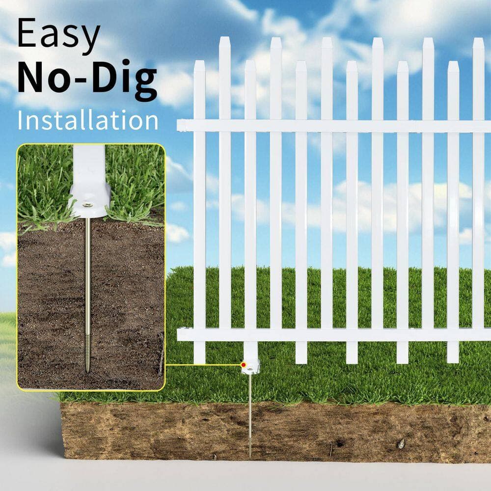 Unbranded Vinyl Privacy Fence Panel 44 in. H x 160 in. W, 72 Pickets, Steel Reinforced, White, 1 Pack (3)