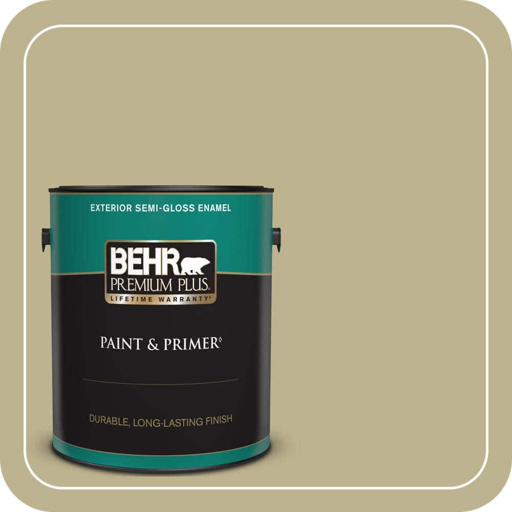 BEHR PREMIUM PLUS 1 gal. #PPU9-10 Wasabi Powder Semi-Gloss Enamel Exterior Paint & Primer