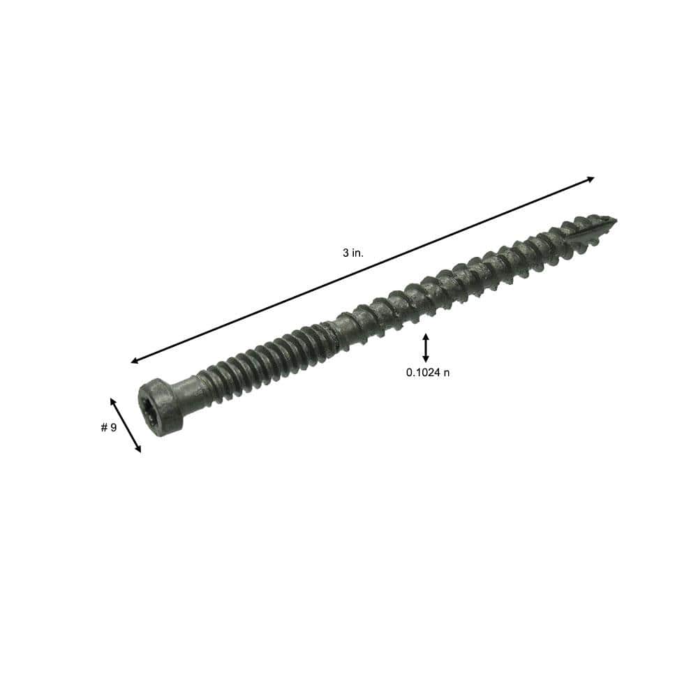 DECKMATE #9 x 3 in. Grey Self-Starting Torx Bugle-Head Composite Deck Screws (1 lb./65-Piece) (3)