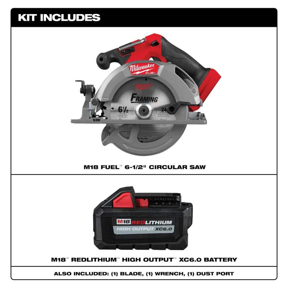 Milwaukee M18 FUEL 18V Lith-Ion Brushless Cordless . Circular Saw w/ (1) HIGH OUTPUT 6.0 Ah Battery (2)