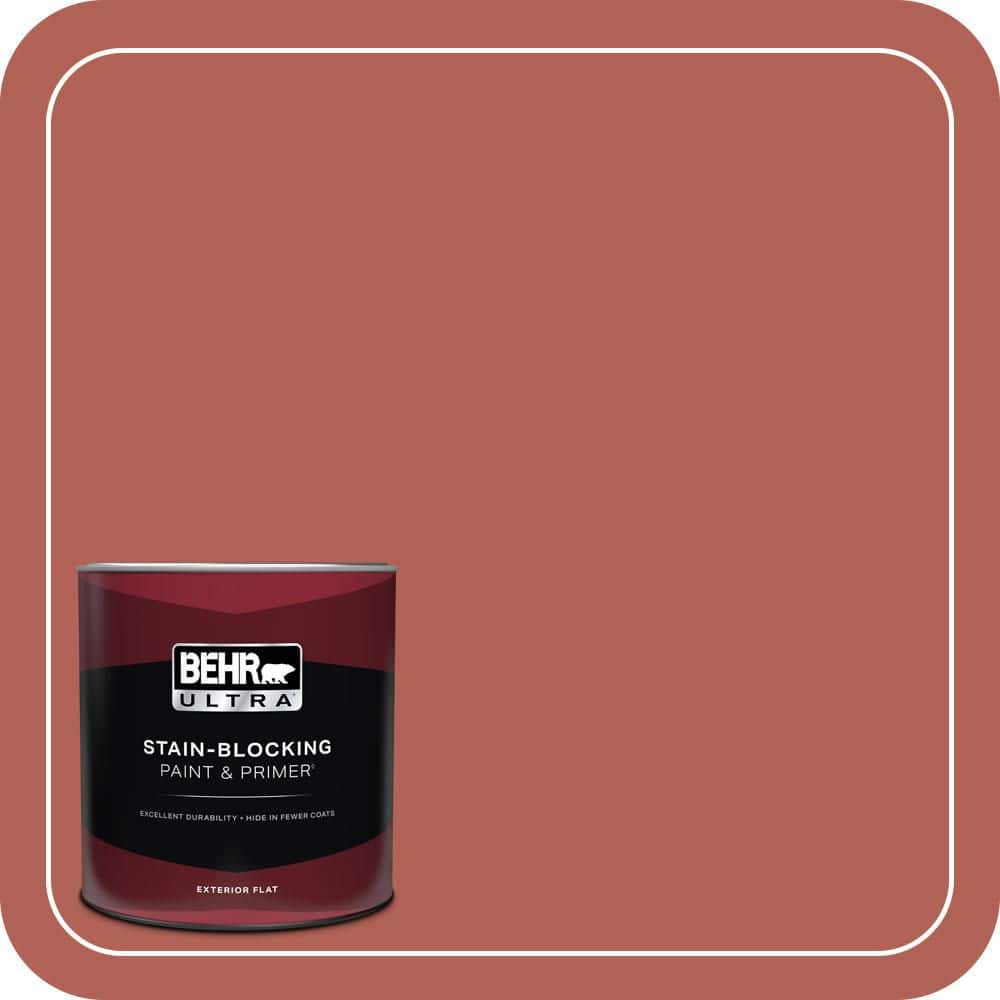 BEHR ULTRA 1 qt. #QE-04 Chimayo Red Flat Exterior Paint & Primer