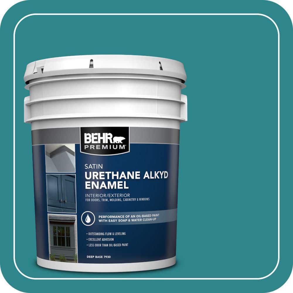 BEHR PREMIUM 5 gal. #M460-6 Thai Teal Urethane Alkyd Satin Enamel Interior/Exterior Paint