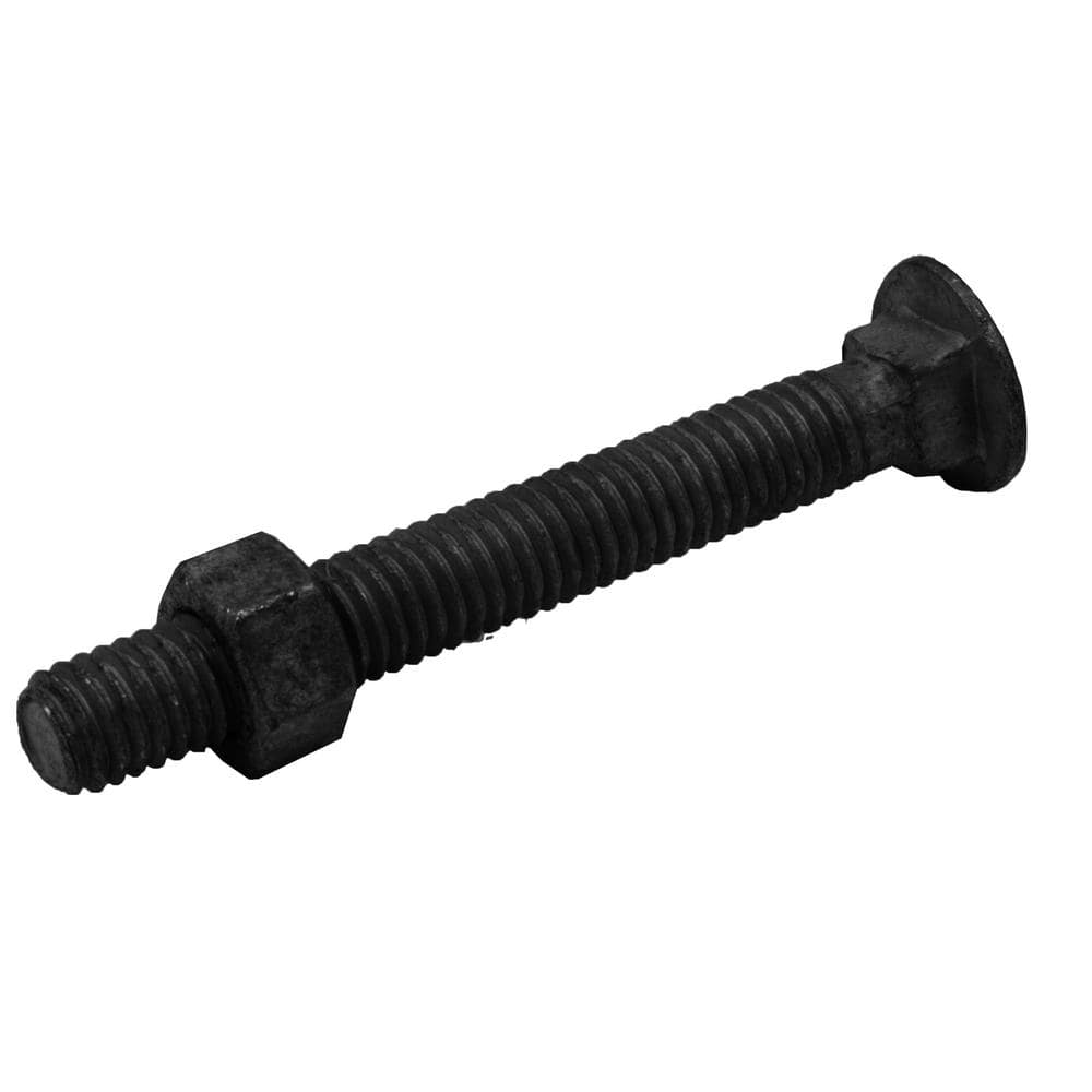 Everbilt 16-3/8 in. x 3 in. Galvanized Steel Black Carriage Bolt and Nut (10-Pack)